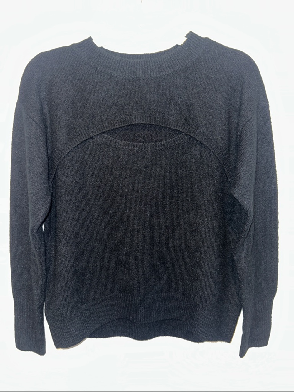 Vince Camuto Black Cutout Crewneck Sweater